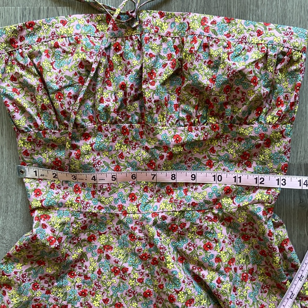 vintage Betsey Johnson pink floral cotton strapless coquette sundress Size 6 - Picture 14 of 15